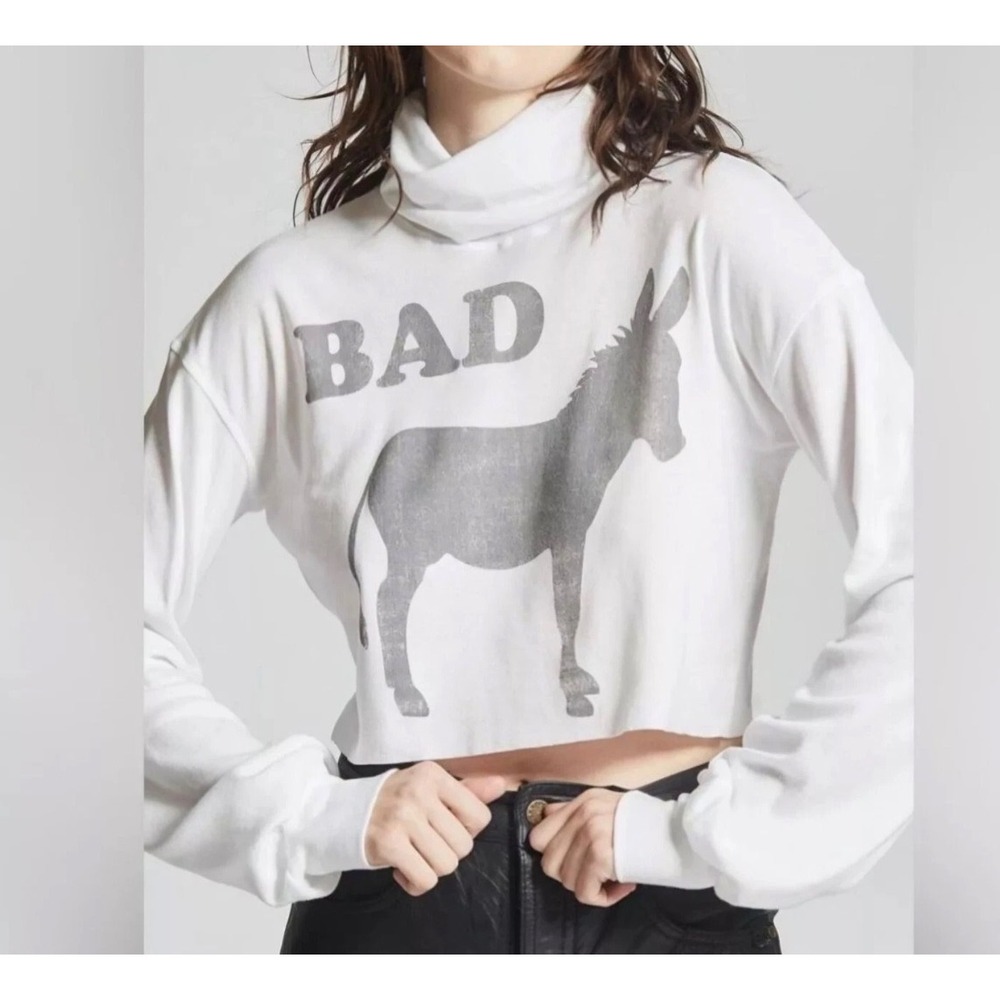 Odd People LA by Recycled Karma Cropped Hoodie L Donkey Graphic